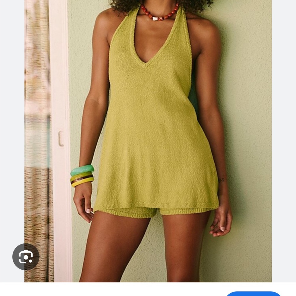Free People Lime Halter Neck Tunic and Shorts